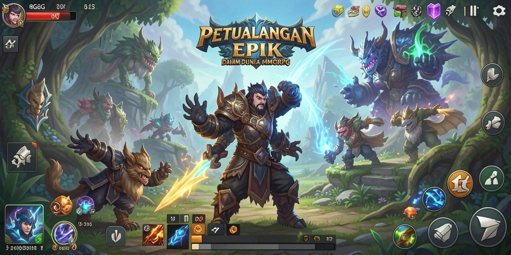 Tampilan gameplay epik dari 8G8G dalam dunia MMORPG.