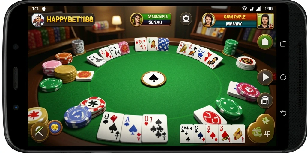 Tampilan gameplay Gaple yang seru dan interaktif di HAPPYBET188.