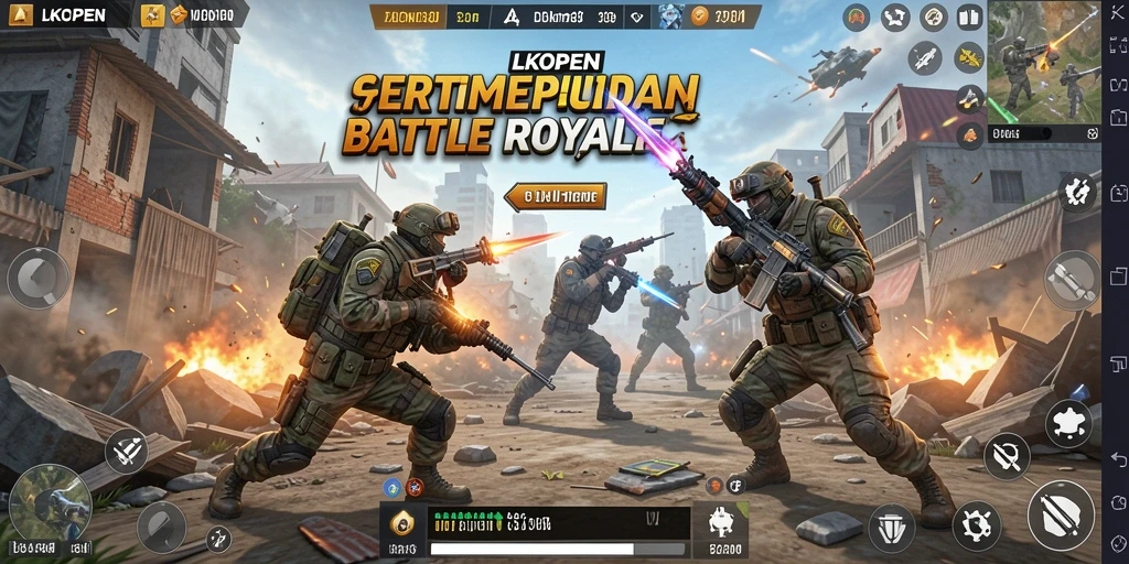 Tampilan gameplay mendebarkan dari LKOPEN dalam mode Battle Royale.