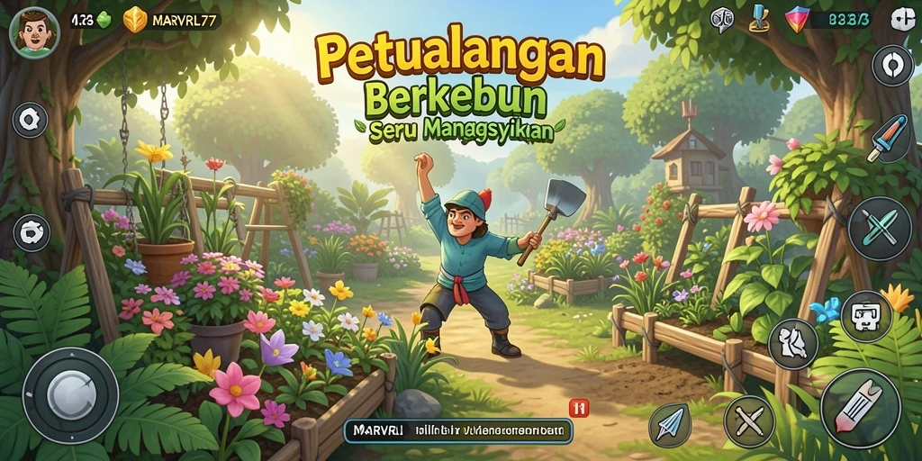 Gameplay seru di ladang penuh warna dalam MARVRL77.