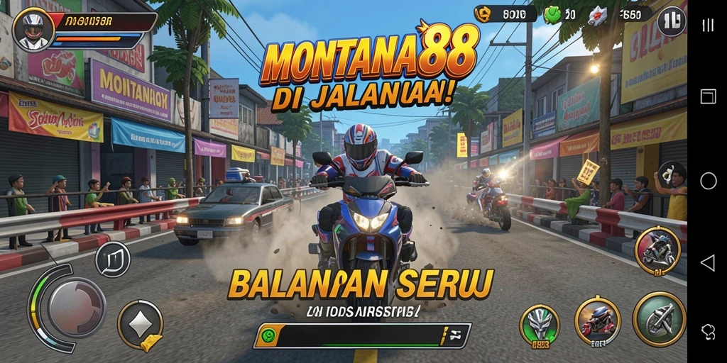 Tampilan gameplay MONTANA88 dengan mobil balap yang menakjubkan.