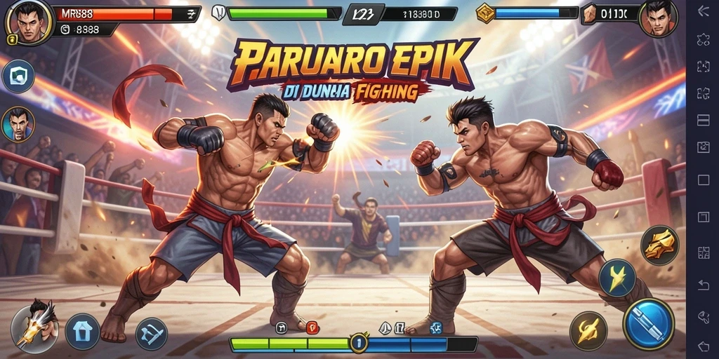 Tampilan gameplay <strong>MR888</strong> yang penuh aksi di arena pertempuran.