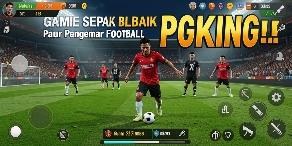 Tampilan gameplay PGKING yang seru dan mendebarkan dalam pertandingan sepak bola.