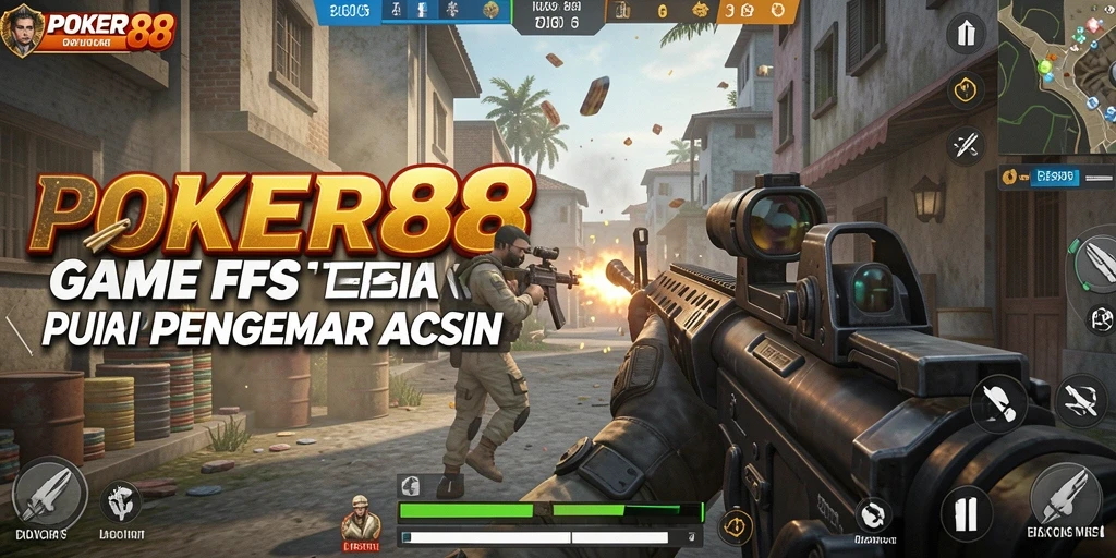 Screenshot gameplay POKER88 yang menunjukkan aksi tembak-menembak yang intens.
