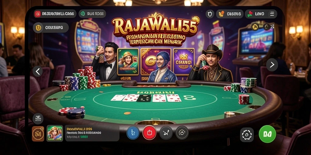 Screenshot RAJAWALI55 menampilkan dealer profesional dan suasana bermain yang mendebarkan.