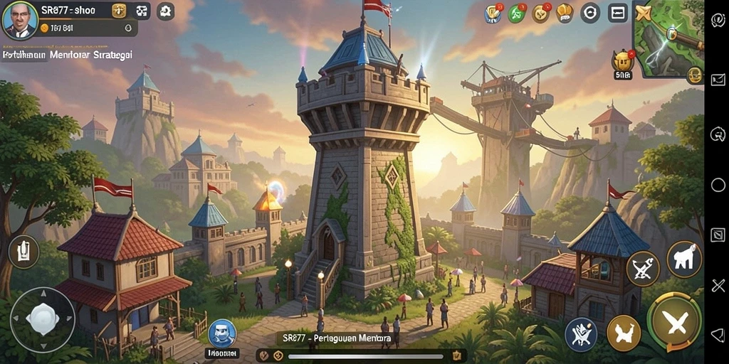 Tampilan gameplay menarik dari SR877 yang menunjukkan pertahanan menara.