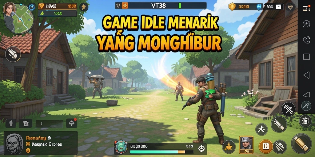 Screenshot menunjukkan karakter dalam aksi membangun di dunia Idle.